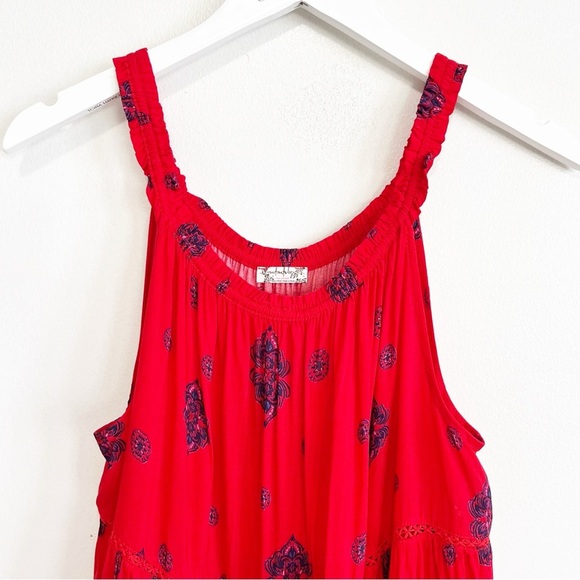 BOGO! Free People Intimately Free Talk To Me Tiered Slip Dress Red Small - Picture 4 of 9